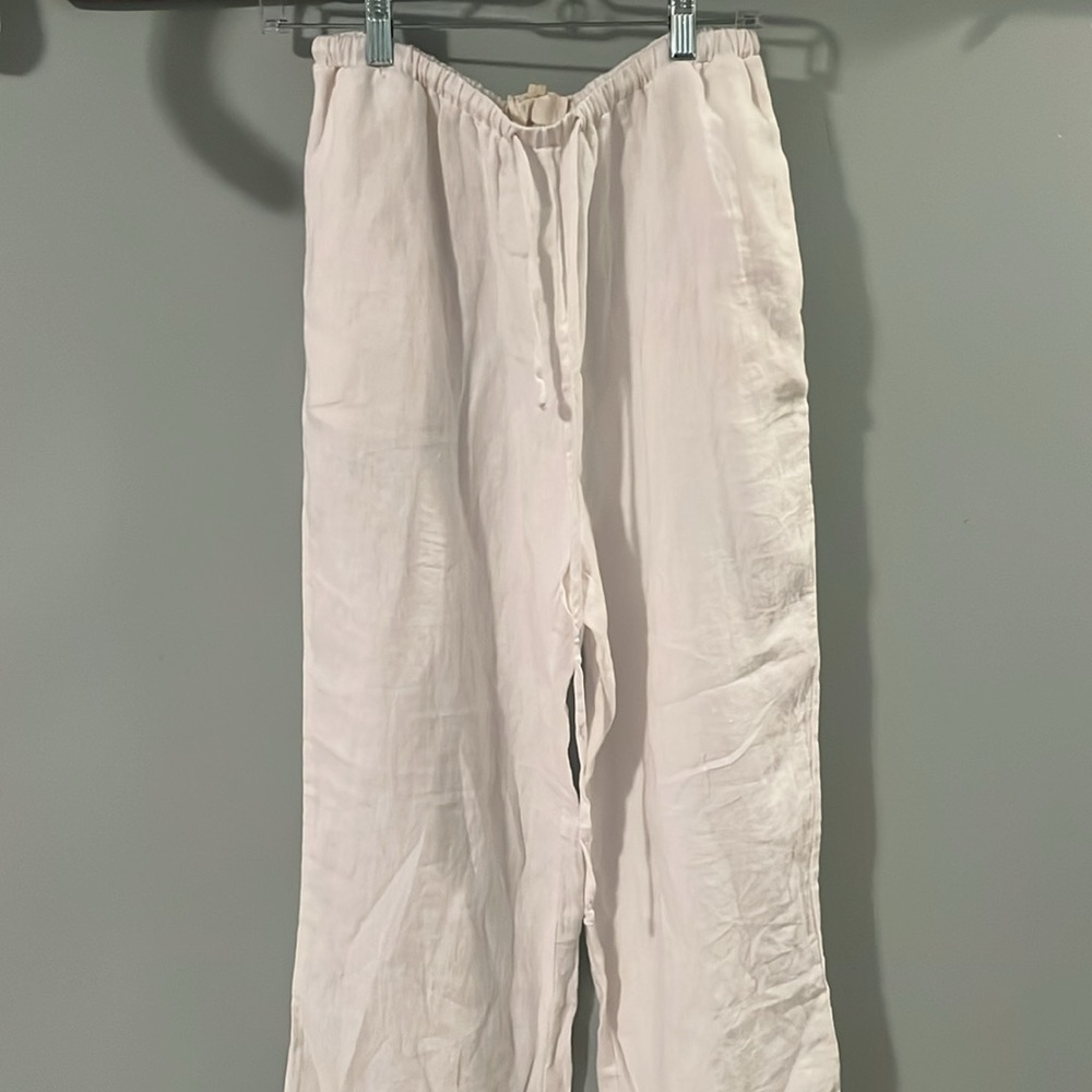 white linen pants